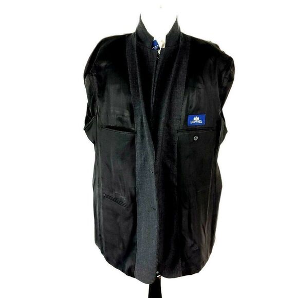 Stafford Wool 2 Button Portly Sport Coat 44L Gray Long - Picture 11 of 12
